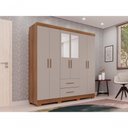 Ver imagem 5 de Guarda-roupa Casal 6 Portas 2 Gavetas com Espelho Estrela Premium Salleto Cinamomo/off White
