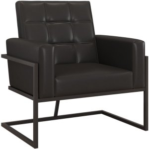 Poltrona para Sala de Espera Confortável em Tecido Corano com Base de Ferro Reforçada