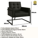 Ver imagem 2 de Poltrona Base de Ferro Reforçado para Recepção Clinica Tecido Corano Luxo Estrutura Reforçada