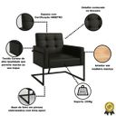 Ver imagem 3 de Poltrona Base de Ferro Reforçado para Recepção Clinica Tecido Corano Luxo Estrutura Reforçada