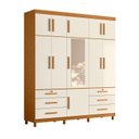 Ver imagem 3 de Guarda-Roupa Casal com Espelho 11 Portas 6 Gavetas Triton Plus Off White/Cinamomo