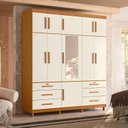 Ver imagem 1 de Guarda-Roupa Casal com Espelho 11 Portas 6 Gavetas Triton Plus Off White/Cinamomo