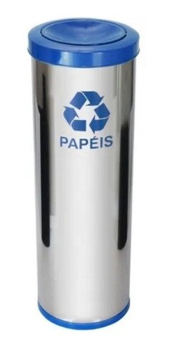 Lixeira de Aço Inox 50l com Tampa Plastica Meia Esfera Jsn Cor:amarelo - 1
