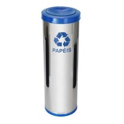 Lixeira de Aço Inox 50l com Tampa Plastica Meia Esfera Jsn Cor:amarelo - 1