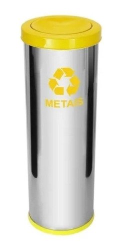 Lixeira de Aço Inox 50l com Tampa Plastica Meia Esfera Jsn Cor:amarelo - 4