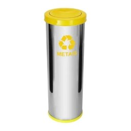 Lixeira de Aço Inox 50l com Tampa Plastica Meia Esfera Jsn Cor:amarelo - 4