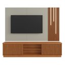 Ver imagem 2 de Estante para TV e Home Theater Ripado para TV até 75 Polegadas com LED 100% MDF 220CMX190,5cm com LED Cascata 2 Portas Valencia New Bege