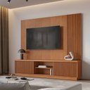 Ver imagem 1 de Estante Ripado para TV até 75 Polegadas 100% MDF 220cm 2 Portas Valencia New