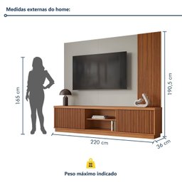 Estante Home para Tv de Ate 75 Polegadas 2 Portas 100% Mdf 220 Cm Valencia New - 3
