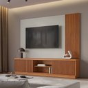 Ver imagem 1 de Estante Ripado para TV até 75 Polegadas 100% MDF 220cm 2 Portas Valencia Bege