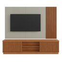 Ver imagem 3 de Estante Ripado para TV até 75 Polegadas 100% MDF 220cm 2 Portas Valencia Bege