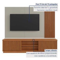 Estante Home para Tv de Ate 75 Polegadas 2 Portas 100% Mdf 220 Cm Valencia New - 7
