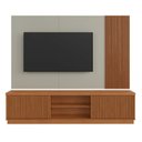 Ver imagem 2 de Estante para TV e Home Theater Ripado para TV até 75 Polegadas 100% MDF 220CMX190,5cm 2 Portas Valencia New Bege