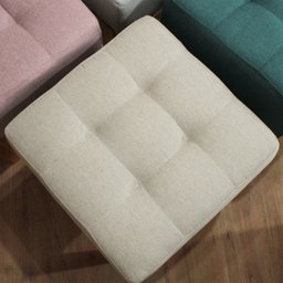 Puff Quadrado para Sala de Linho - Bege Claro - 7