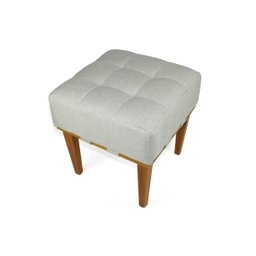 Puff Quadrado para Sala de Linho - Bege Claro - 10