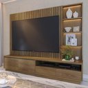Ver imagem 1 de Estante Painel para Tv 82 Pol 240cm com Led Hawai C05 Amêndoa - Mpozenato
