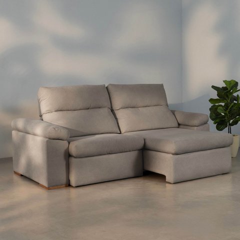 Sofá Retrátil e Reclinável 3 Assentos Tecido Bege Botero 230cm CabeCasa MadeiraOriginals