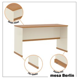 Mesa de Escritório Office Tampo Mdp 25mm Berlin - Vianossa - 9