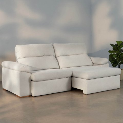 Sofá Retrátil e Reclinável 250cm Botero CabeCasa MadeiraOriginals Branco Off White