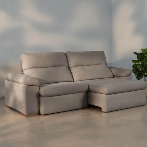 Sofá Retrátil e Reclinável 250cm Botero CabeCasa MadeiraOriginals Bege