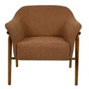 Ver imagem 2 de Kit 02 Poltronas Luna Base Madeira Poliéster Bouclé Terracota - Nexta Casa