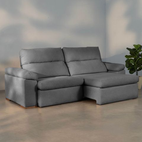 Sofá Retrátil e Reclinável 250cm Botero CabeCasa MadeiraOriginals Cinza
