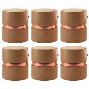 Kit 06 Puffs Bancos Decorativos Redondo Porto 49x43cm Corano Amarula - Desk Design