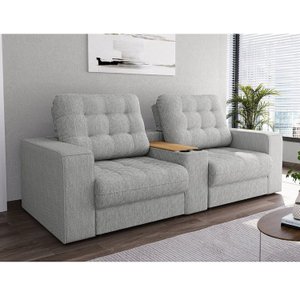 Sofá Retrátil e Reclinável 2 Lugares com Console Cooler 263cm Choloma Espresso Móveis