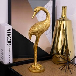 Escultura Pássaro em Poliresina Dourado 40x14 cm - D'Rossi - 2