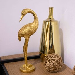 Escultura Pássaro em Poliresina Dourado 40x14 cm - D'Rossi - 3