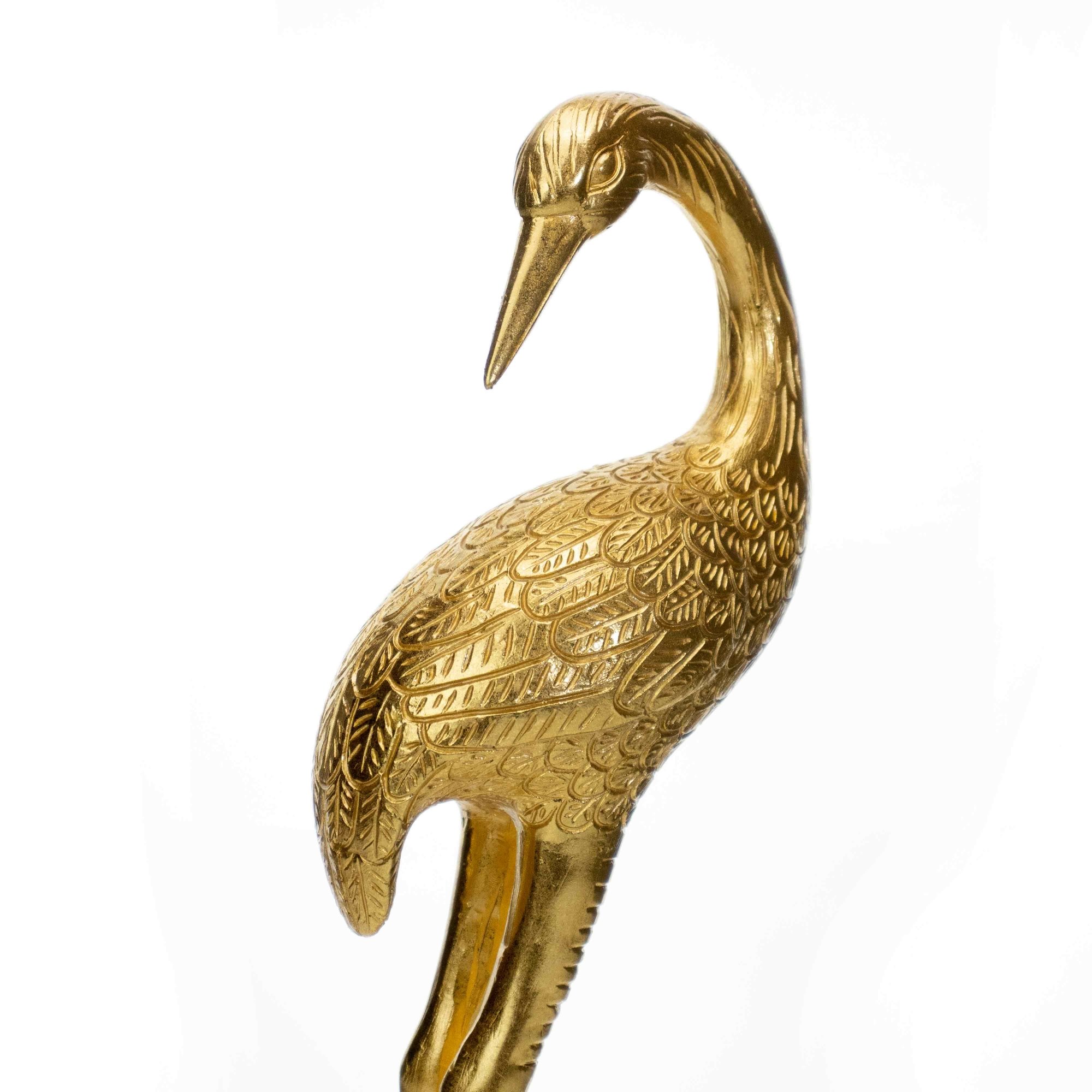 Escultura Pássaro em Poliresina Dourado 40x14 cm - D'Rossi - 6