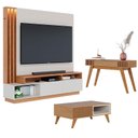 Ver imagem 1 de Estante Home Theater Humaitá Off White Matte Freijó com Mesa de Centro Jeri Freijó Off White e Apara