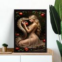 Ver imagem 1 de Quadro Decorativo a Tentação - Mulher Maçã Serpente 24x18cm - com Vidro:moldura Preta
