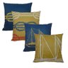 Kit 4 Capas de Almofada Marine Tons Mostarda e Azul 44x44cm - 3