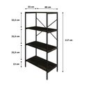 Ver imagem 7 de Estante com 4 Prateleiras 118x60x33cm Tub Tueh1164 Carvalho Dark Est.preta