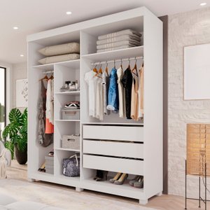 Guarda-roupas Closet Casal 3 Gavetas com Pés Blumenau