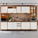 Ver imagem 1 de Cozinha Modulada Ravena 6 Peças com Cristaleira e Led - Freijó Uv/off Acetindo Poliman