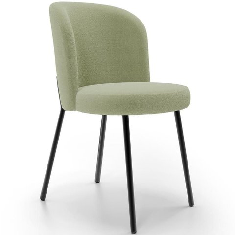 Cadeira para Sala de Jantar Cozinha Estofada Gavi L02 Bouclê Oliva Lyam Decor