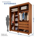 Ver imagem 4 de Guarda-Roupas Closet Casal 3 Gavetas com Pés Blumenau Marrom/Cinamomo