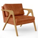 Ver imagem 1 de Poltrona Decorativa Para Sala De Estar Pietra Com Estrutura Madeira L02 Couríssimo Camel -Lyam