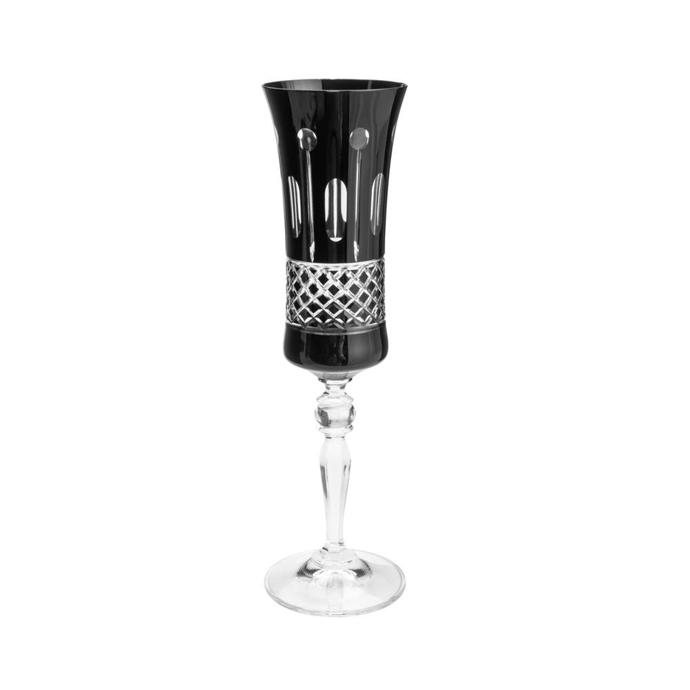Cj 2 Taças 190ml Champanhe Cristal Lapidado Black - Bohemia - 5
