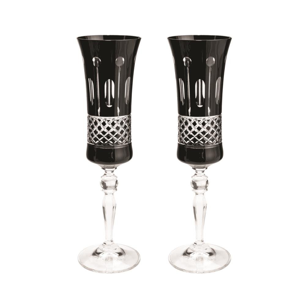 Cj 2 Taças 190ml Champanhe Cristal Lapidado Black - Bohemia - 1