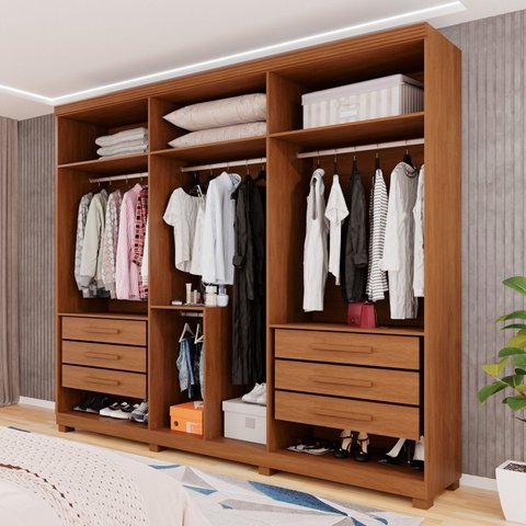 Guarda-Roupa Closet 6 Gavetas com Pés Florianópolis Espresso Móveis Marrom/Cinamomo