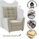 Ver imagem 5 de Poltrona do Papai Reclinável Off White Veludo Parma Shop Jm