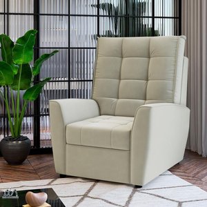 Poltrona do Papai Reclinável Off White Veludo Parma Shop Jm