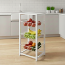 Ver imagem 1 de Fruteira de Chão Cozinha Desmontada Aço Branco Cesto Branco Tampo Branco Madri