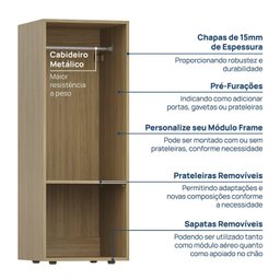 Estante Nicho Módulo 45cm X 120cm Frame CabeCasa MadeiraMadeira - 5