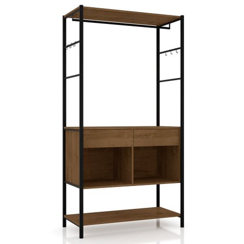 Guarda Roupa Solteiro Closet Paris 2 Gavetas Preto/demolição - Artefamol