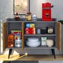 Ver imagem 3 de Buffet Aparador 3 Portas Cantinho do Café Wood New - Cinza / Ripado