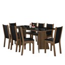Ver imagem 1 de Conjunto Sala de Jantar Mesa Tampo de Vidro 8 Cadeiras Rustic Preto Justine Madesa Sintético